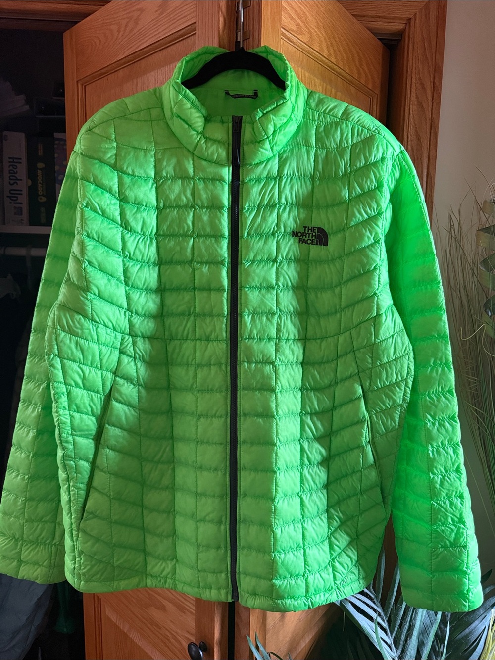 The North Face Neon Green Quilted Puffer Jacket